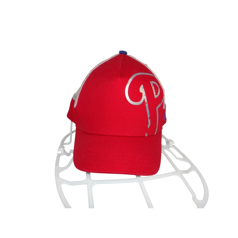 New Era Womens Philadelphia Phillies 9FORTY Trucker Hat Red Silver Foil MLB Cap